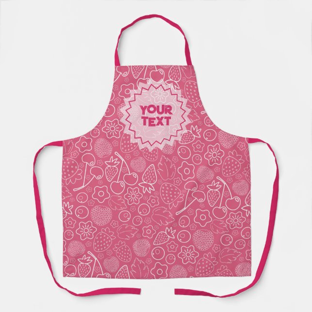 Girly Pink Berry Strawberry Cherry Modern. Apron (Front)