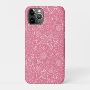 Girly Pink Berry Strawberry Cherry Modern. iPhone 11 Pro Case