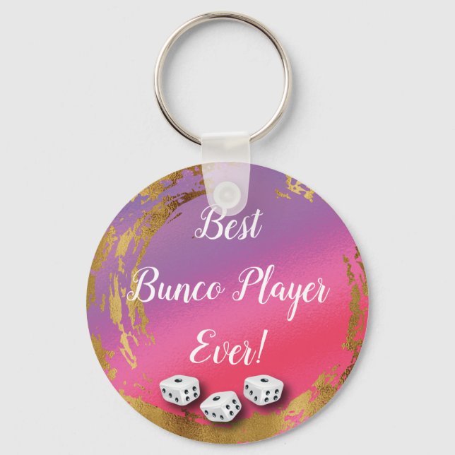 Girly Pink Best Dice Player Bunco Keychain (Front)