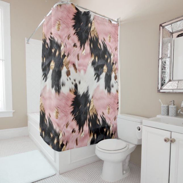 Girly Pink Black Gold Cowgirl Cowhide (In Situ)
