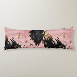 Girly Pink Black Gold Cowgirl Cowhide Body Pillow