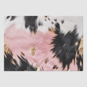 Girly Pink Black Gold Cowgirl Cowhide Tissue Paper