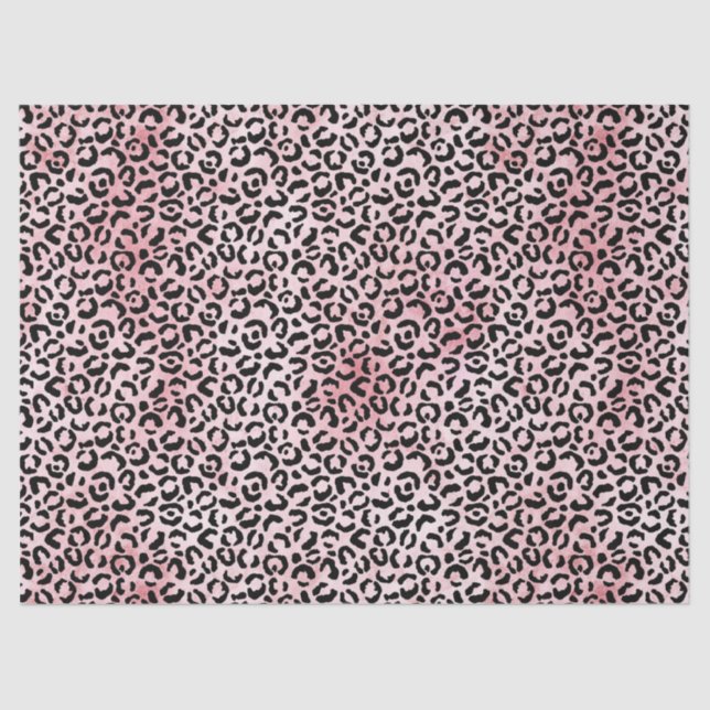 Girly Pink Black Leopard Print Tissue Paper (Front)