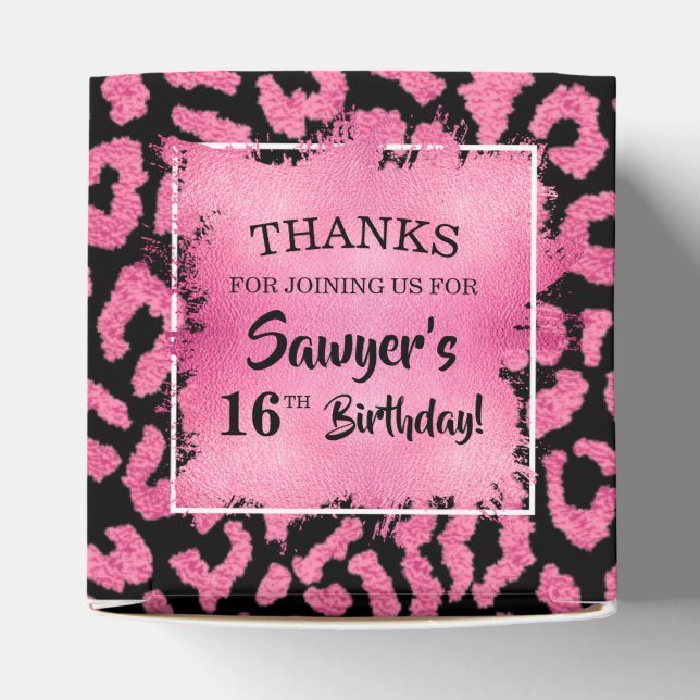Girly Pink Black Leopard Spot Favor Box (Top)
