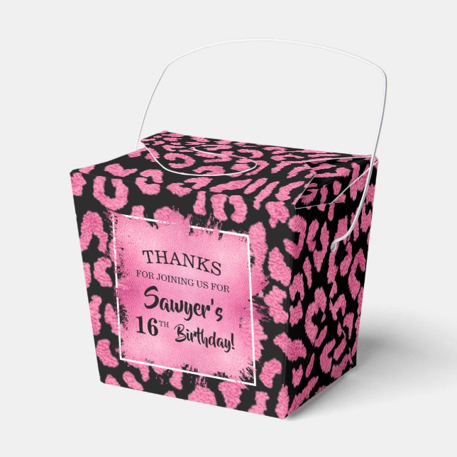 Girly Pink Black Leopard Spots Favour Box (Front Side)