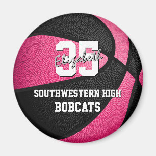 girly pink black personalized basketball  magnet