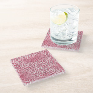 Girly Pink Blush Glitter Leopard Print Glass Coaster