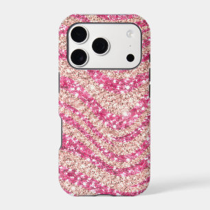 Girly Pink Blush Glitter Zebra Pattern            