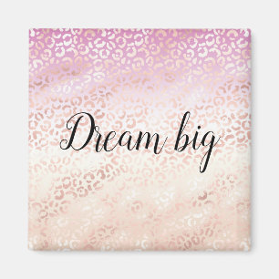 Girly Pink Blush Peach Glam Leopard Print Tie dye Magnet