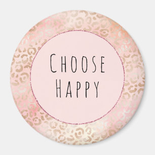 Girly Pink Blush Peach Leopard Print  Magnet