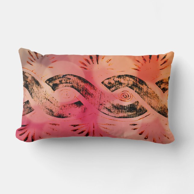Girly Pink Bokeh Gold and Black Tribal Celtic Knot Lumbar Pillow (Front)