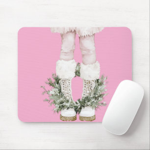 Girly Pink Boots Legs Mouse Pad