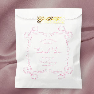 Girly Pink Bow Hand Drawn Business Event Branded Favour Bag