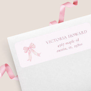 Girly Pink Bows Bridal Shower Return Address