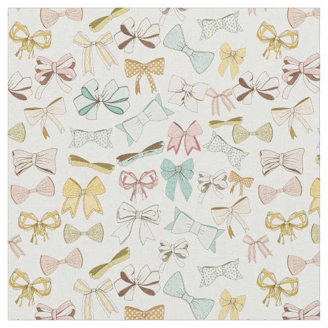 Girly Pink Bows Custom Colour Fabric (Close Up)