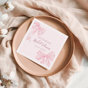Girly Pink Bows Elegant Bridal Shower Napkin
