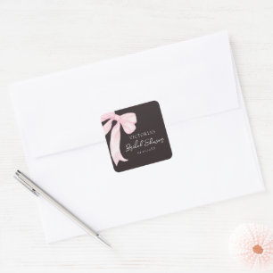 Girly Pink Bows Elegant Bridal Shower Square Sticker
