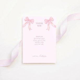 Girly Pink Bows Elegant Bridal Shower Thank You Card