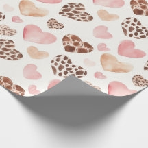 Girly Pink Brown Cream Leopard Animal Hearts
