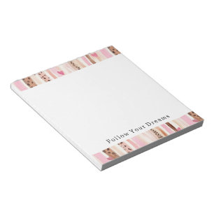 Girly Pink Brown Leopard Print Hearts Stripes Notepad