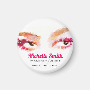 Girly Pink Brown Watercolor Eye Makeup Artist Magnet