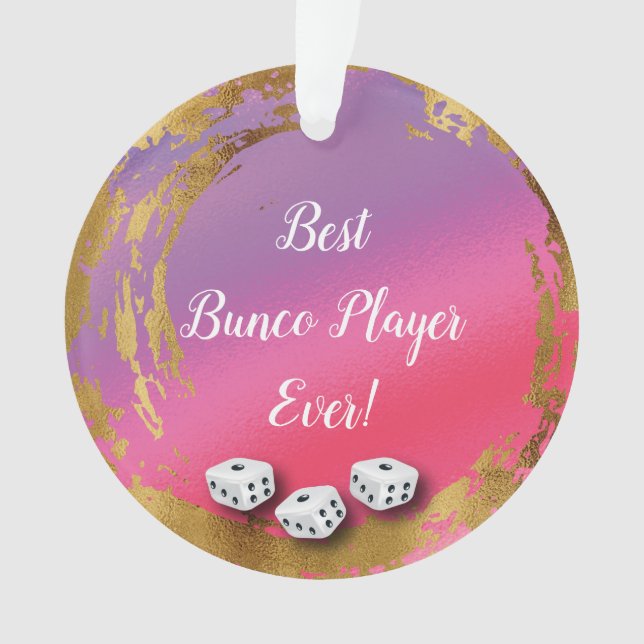 Girly Pink Bunco Dice Player Ornament (Front)