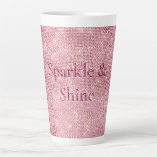 Girly Pink Burgundy Glitzy Sparkle  Latte Mug