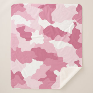 Girly Pink Camo Camouflage Sherpa Blanket