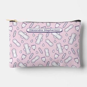 Girly Pink Cartoon Pad Name First Period  Accessory Pouch