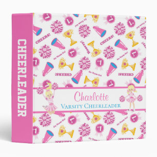 Girly Pink Cheerleader Megaphone Personalized Binder