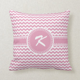 Girly Pink Chevron Chic Zigzag Stripes Throw Pillow