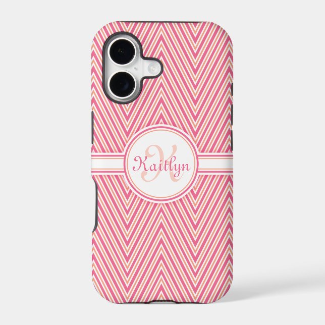 Girly Pink Chevron with Monogram (Back)