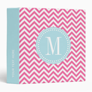 Girly Pink Chevron Zigzag Personalized Monogram Binder