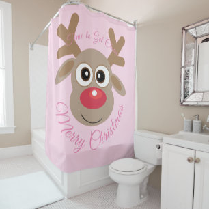 Girly Pink Christmas Cute Cartoon Reindeer Script