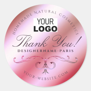 Girly Pink Colour Gradient Gradience Ornate Logo Classic Round Sticker