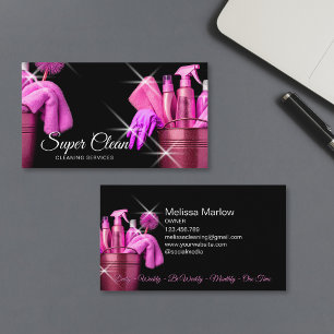Girly Pink Commercial House Cleaning Housekeeping Business Card