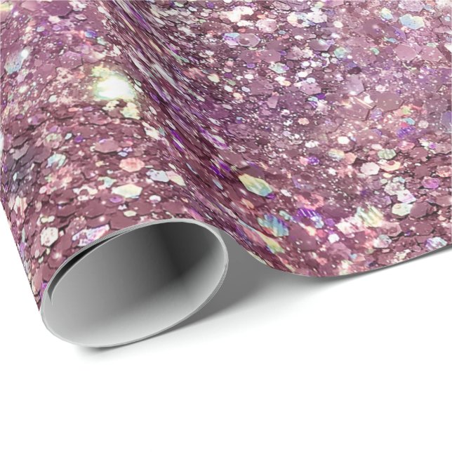 Girly Pink Confetti Sparkle Wrapping Paper (Roll Corner)
