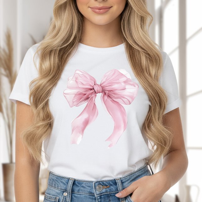 Girly Pink Coquette Bow Theme T-Shirt (Creator Uploaded)