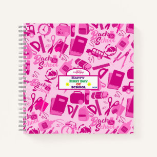 girly pink Customizable Back to School Pattern Notebook