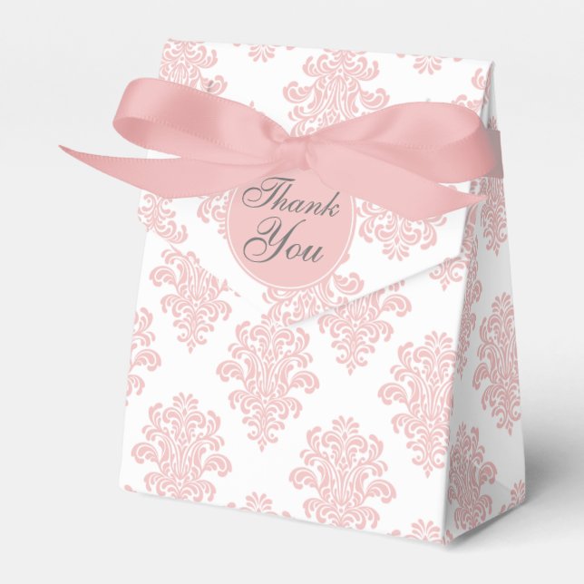 Girly Pink Damask Custom Favor Box (Front Side)