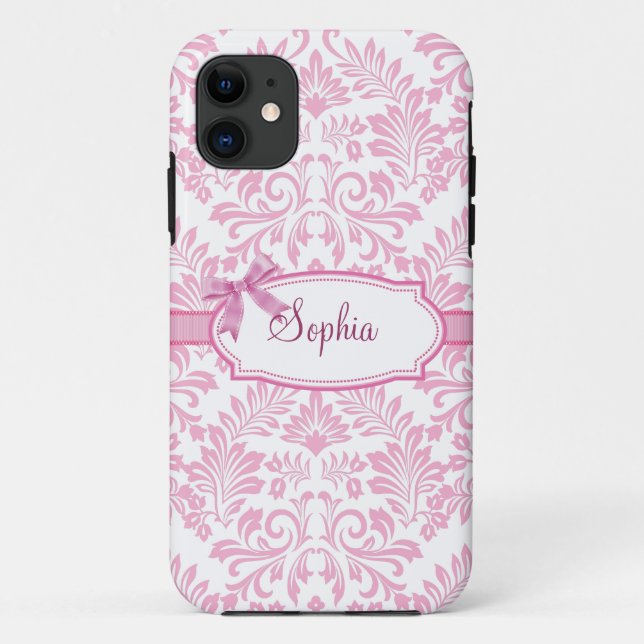 Girly Pink Damask Iphone 5 Case (Back)