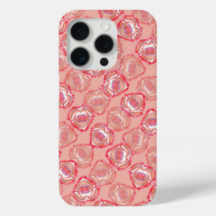 Girly Pink Diagonal Rows of Tattered Edge Hearts iPhone 15 Pro Case