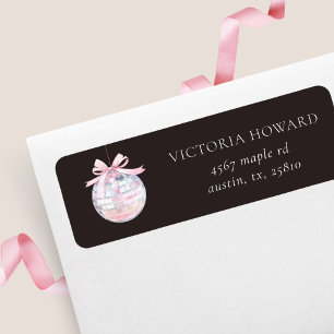 Girly Pink Disco Ball Bridal Shower Return Address