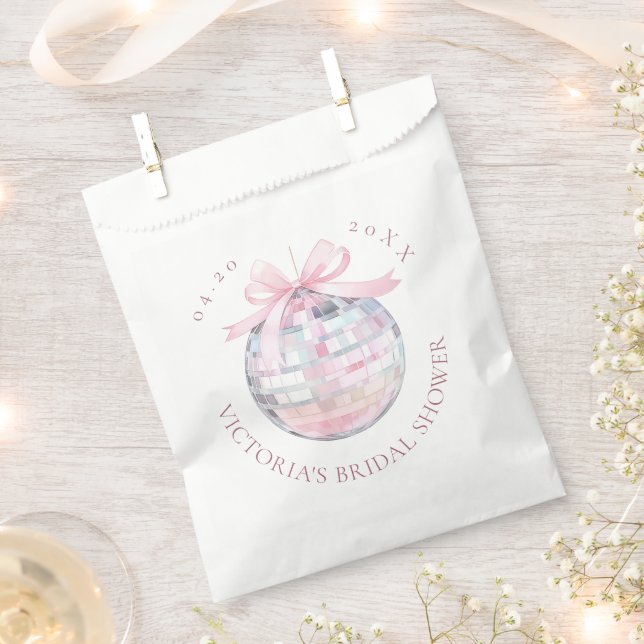 Girly Pink Disco Ball Elegant Bridal Shower Favour Bag (Clipped)