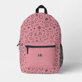 girly pink doodle retro design printed backpack