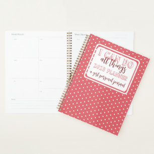 Girly Pink Dots I Can Do All Things 2023 Journal Planner