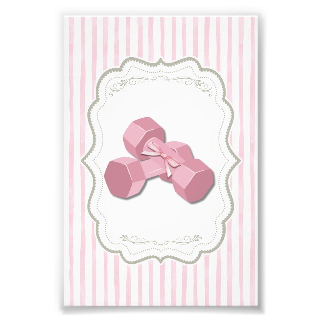 Girly Pink Dumbbell Button Photo Print (Front)