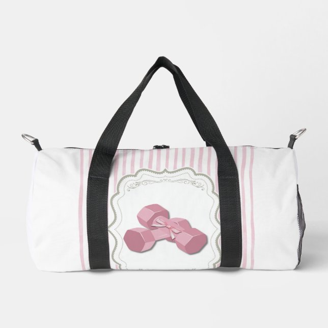 Girly Pink Dumbbell  Duffle Bag (Front)