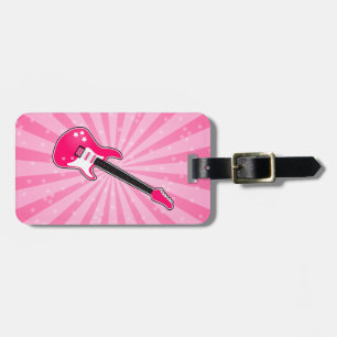 Girly Pink Electric Guitar Luggage Tag