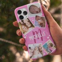 Girly Pink Family Photo Collage